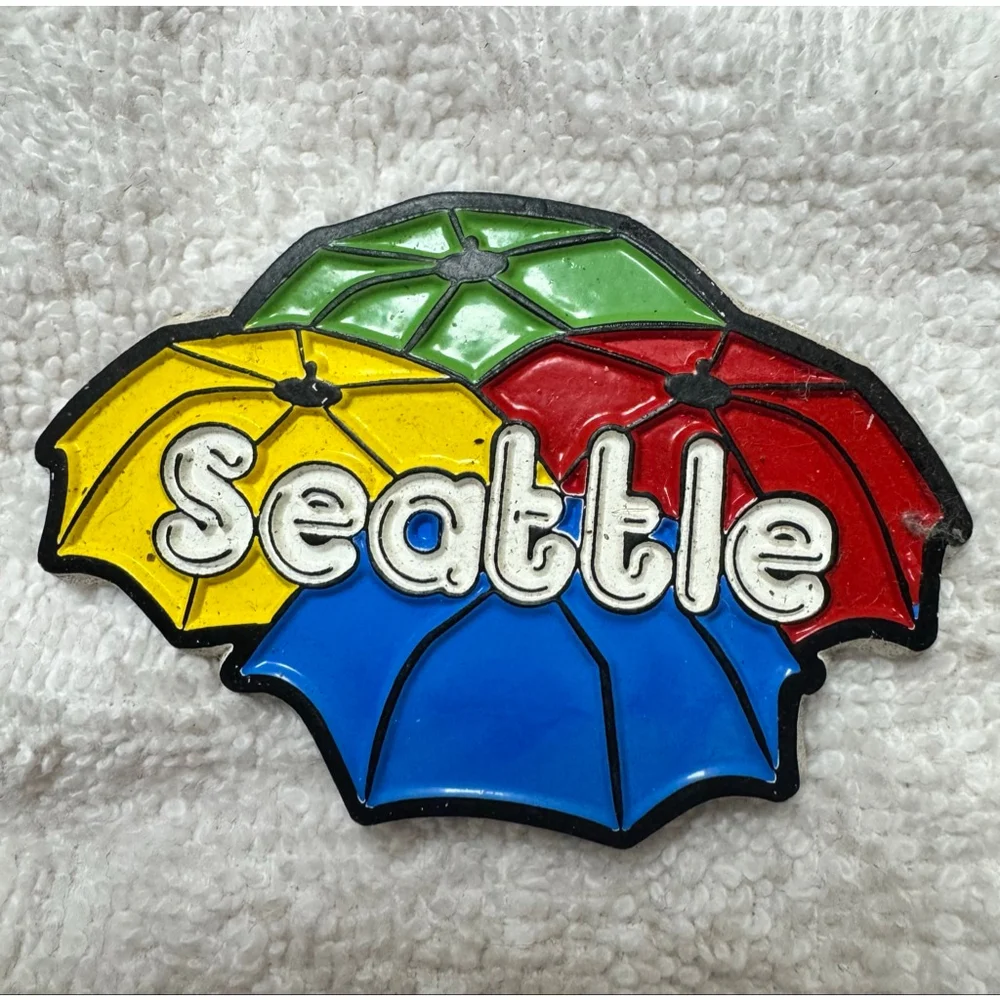 Vintage Collectable Seattle Umbrella Refrigerator Magnet
